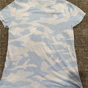 Athleta Light Blue and White Tee womens Medium
